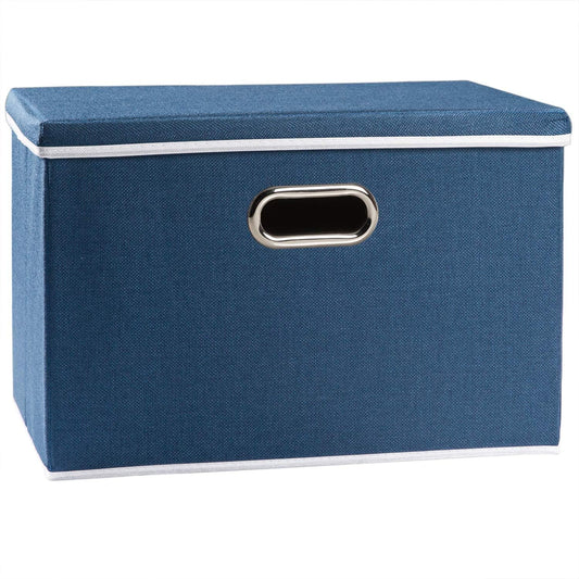 PRANDOM Large Collapsible Storage Bin with Lid [1-Pack] Fabric Foldable Storage Box Organizer Container Basket Cube with Cover for Home Bedroom Closet Office Nursery Royal Blue(17.7x11.8x11.8)