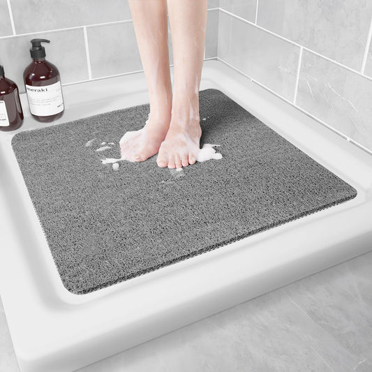 Non Slip Shower Mat, Anti Slip Bath Mat, Quick Drying Bath Tub Mats, Foot Scrubber Mat, Anti Slip Mat for Tub, Floor, Bathroom, Home, Kitchen, Hotel (Grey 24”x24”)