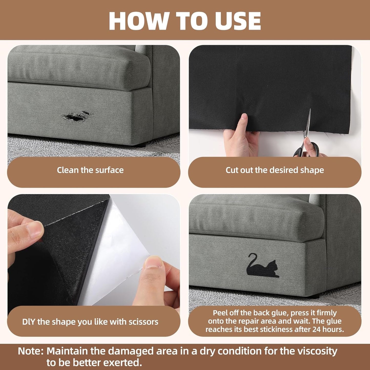 Fabric Repair Patch, Fabric Large Repair Tape, Self-Adhesive Patches for Furniture, Sofa, Car Interior, Shoes, Hand Bag, Clothing (Beige, 3.5X79 Inch)