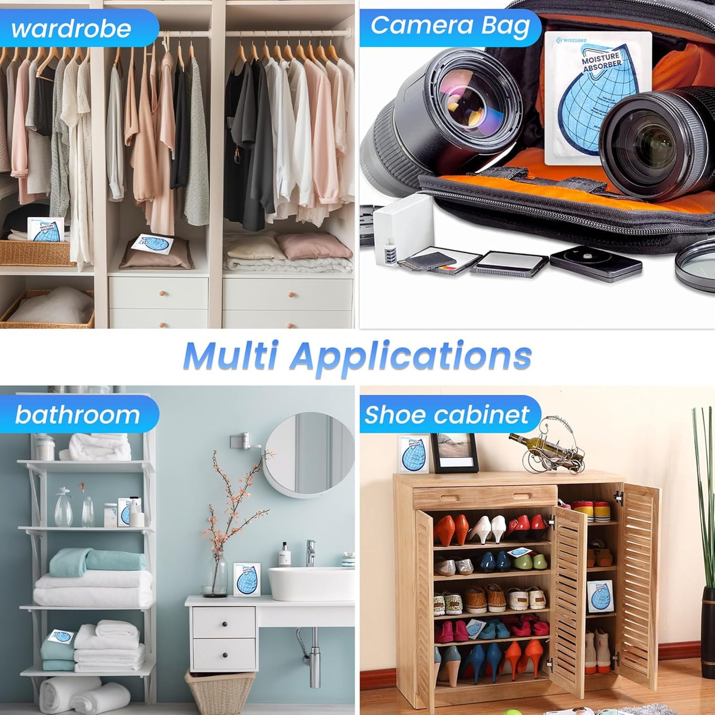 100 Gram 10 Packs Moisture Absorbers, Dehumidifier Bags for Bathrooms, Basements, Rvs, Humidity Packets for Closet