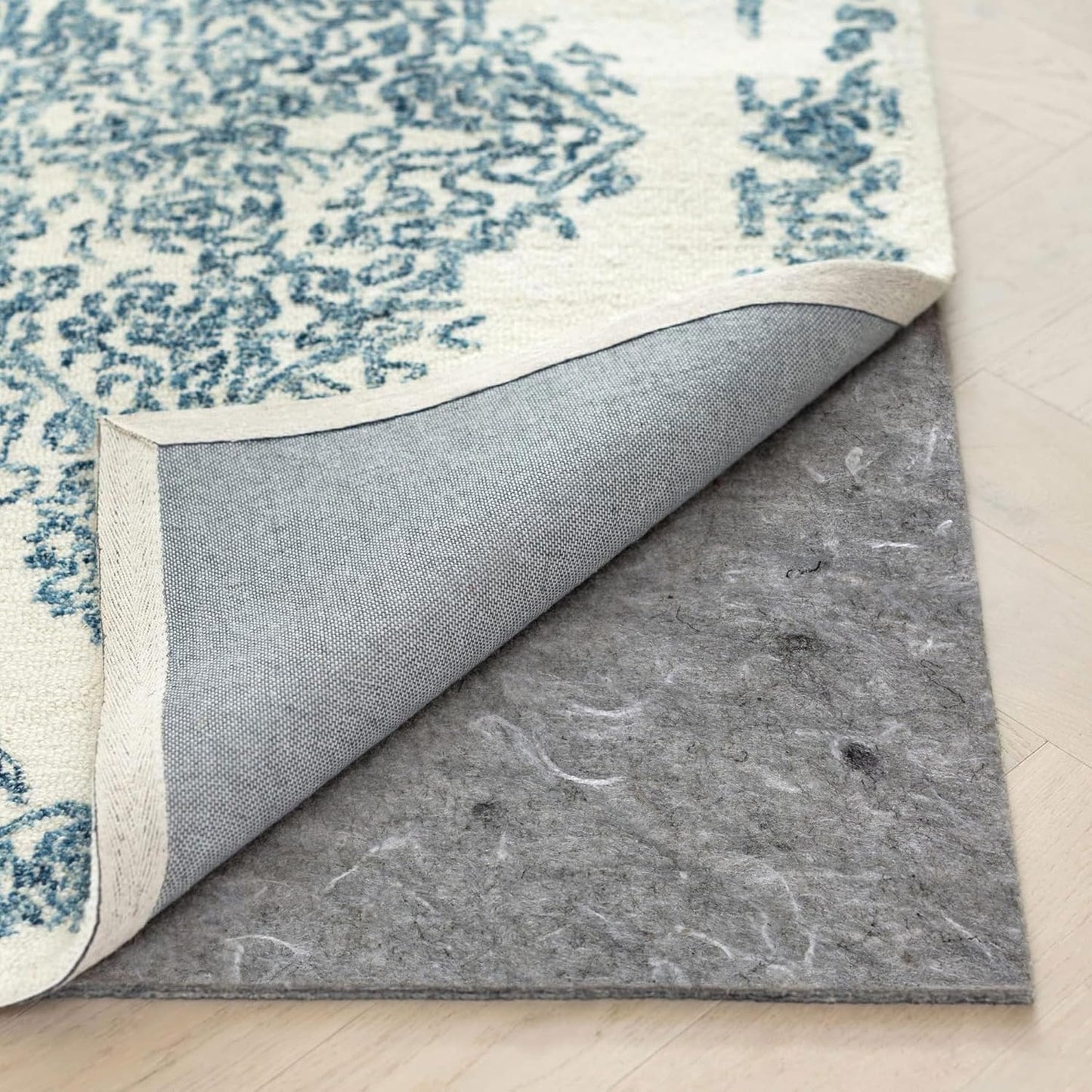 RUGPADUSA - Dual Surface - 5' Square - 1/8" Thick - Felt + Rubber - Non-Slip Backing Rug Pad - Adds Low-Profile Comfort and Protection