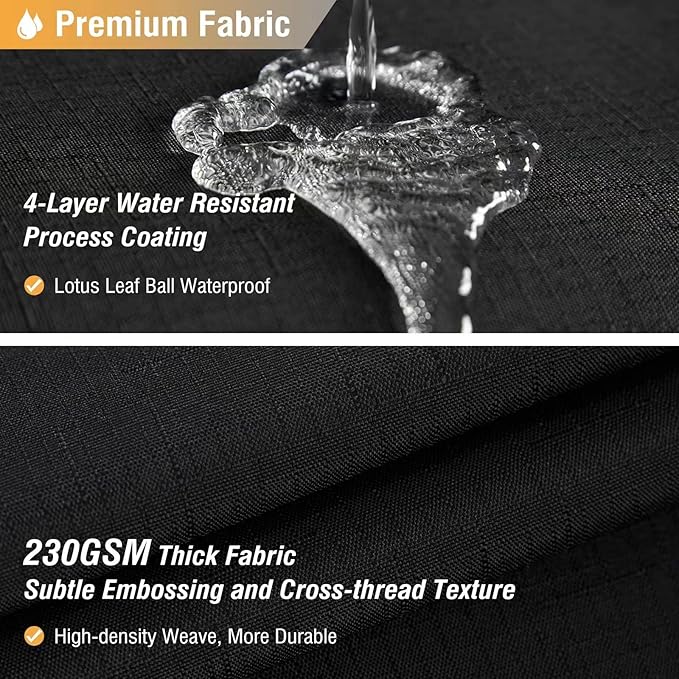 BTTN Black Fabric Shower Curtain - Linen Textured Heavy Duty Cloth Shower Curtain Set with 12 Plastic Hooks, Rust Resistant, Machine Washable, Simple Hotel Spa Luxury Bath Curtains for Bathroom, 72x72