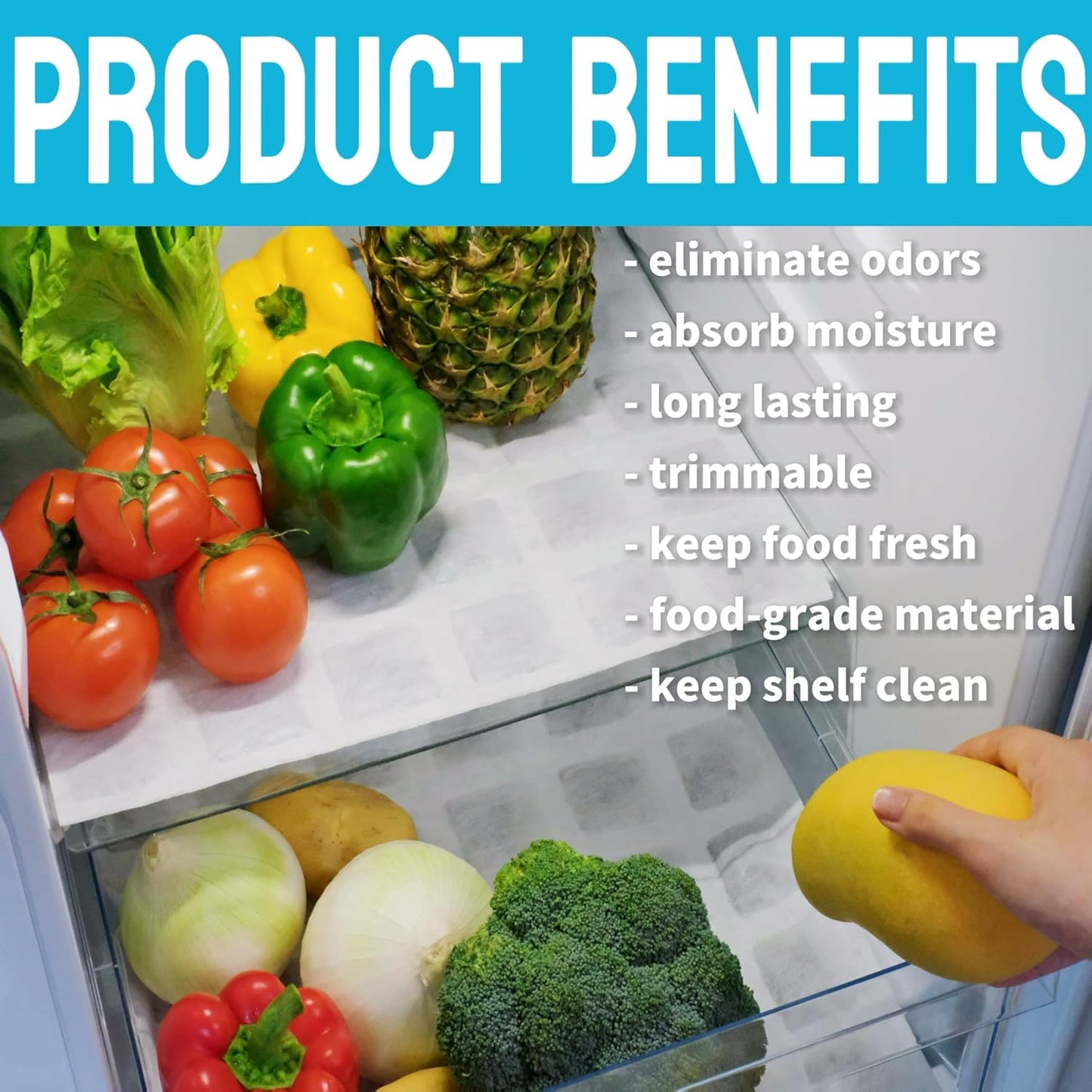 2 Pack Refrigerator Deodorizer, Outperforms Baking Soda Fridge Deodorizer, Odor Eliminator for Fridge & Freezer, Refrigerator Air Freshener And Moisture Absorbers Pad