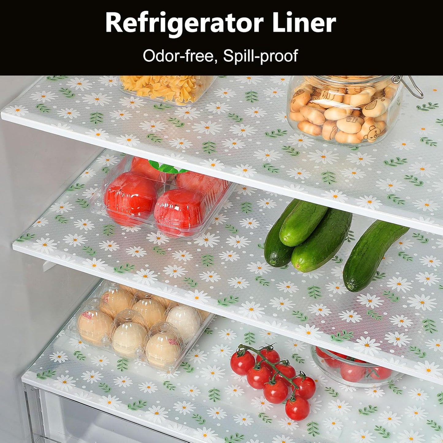 INNOLITES Shelf Liner – Cabinet & Drawer Liner Non-Adhesive – Waterproof Oil-Proof – Durable EVA with Floral for Kitchen Cabinets Refrigerator – BPA-Free, Easy to Cut 11.8" x 360"