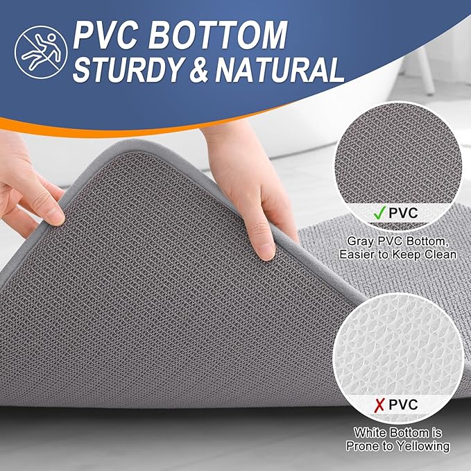 OLANLY Thick Memory Foam Bath Mat Rug 24x16, Extra Soft Absorbent Bathroom Rug, Quick Dry Bath Mats, Non-Slip, Machine Washable Carpet for Bathroom, Tub and Shower, Home Decor Accessories, Grey