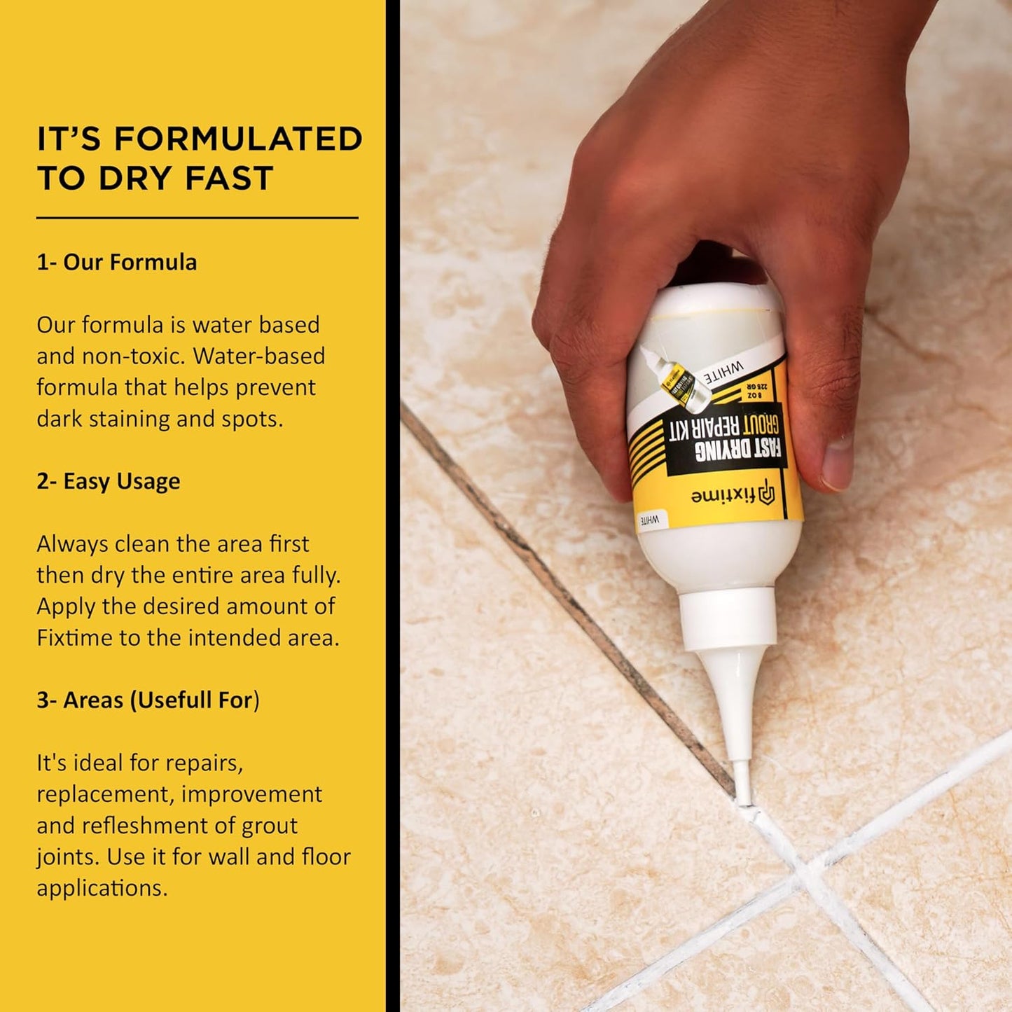 Grout Repair Kit - White Grout Filler Tube - Grout Crack Repair, Premixed Grout Filler Repair, Fast Drying Grout Sealer for Floor Tile - Spatula Included (White, 8oz)