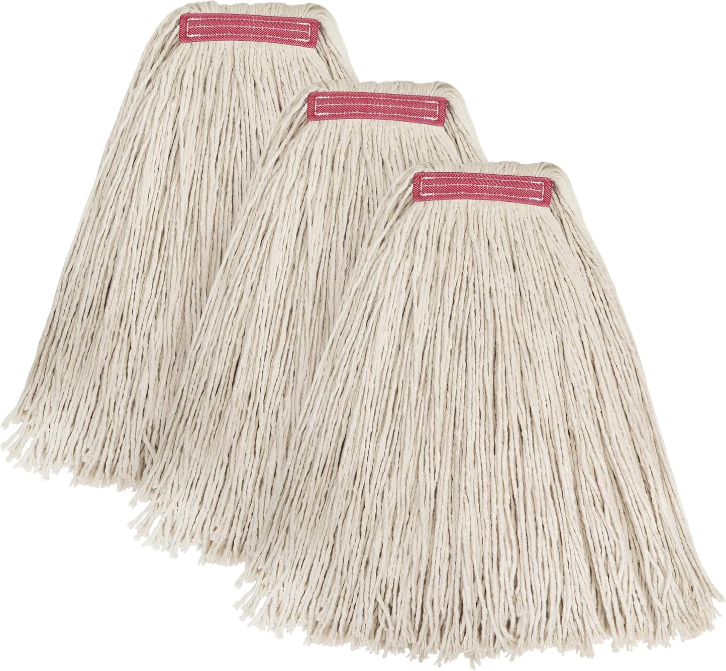 Matthew Cleaning 20oz 3Pack Cotton Floor Mop,Cotton Looped-Open String Heavy Duty String Refills, Universal Headband Blend,Mop Head Replacement for Home, Industrial and Commercial Use(White)