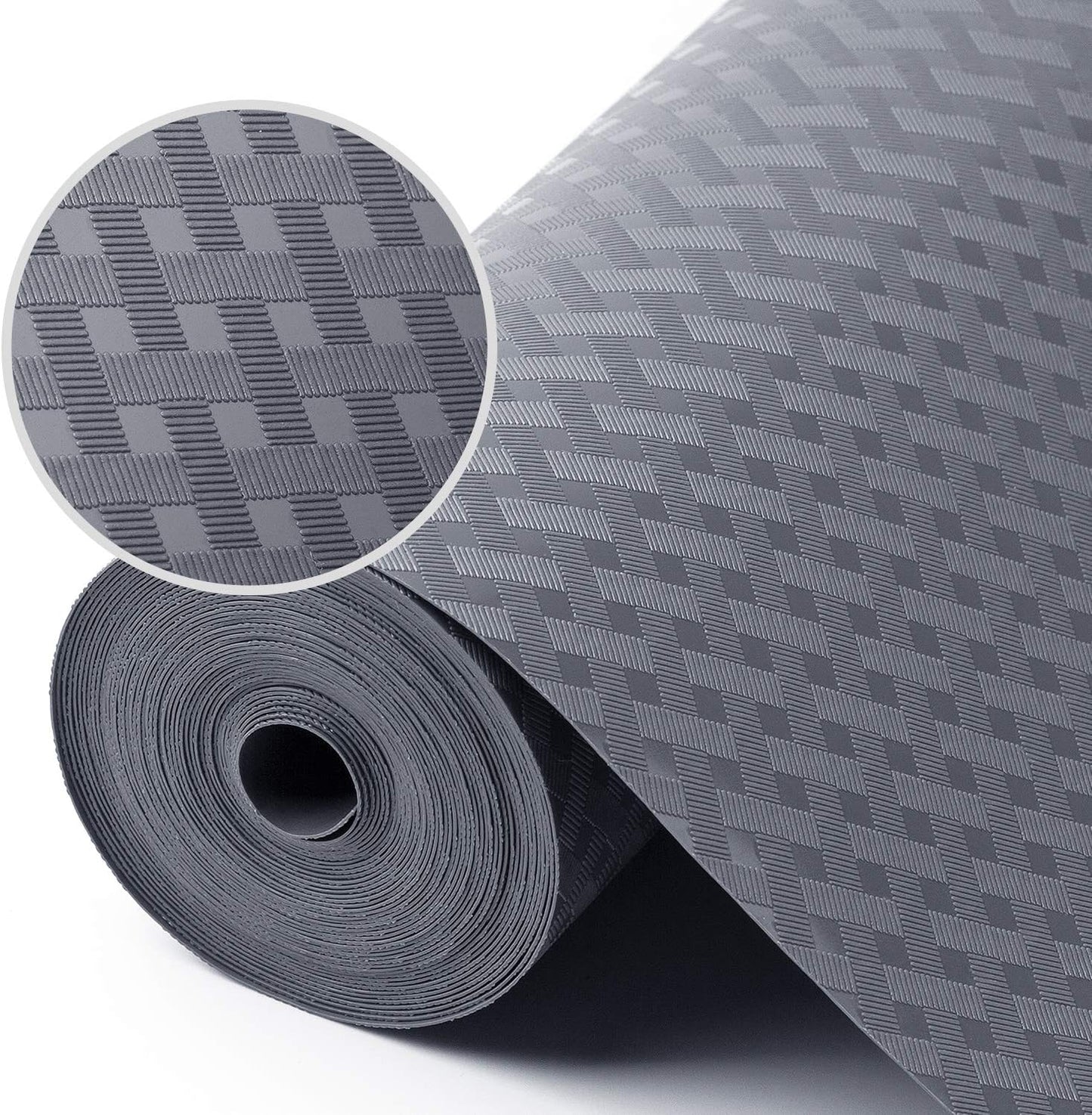 Shelf Liners for Kitchen Cabinets Refrigerator Liners Waterproof & Oil-Proof Kitchen Cupboard Liner Non-Slip Drawer Mats EVA Non Adhesive Fridge Liner for Shelves - Gray 11.8 x 236.2 Inches