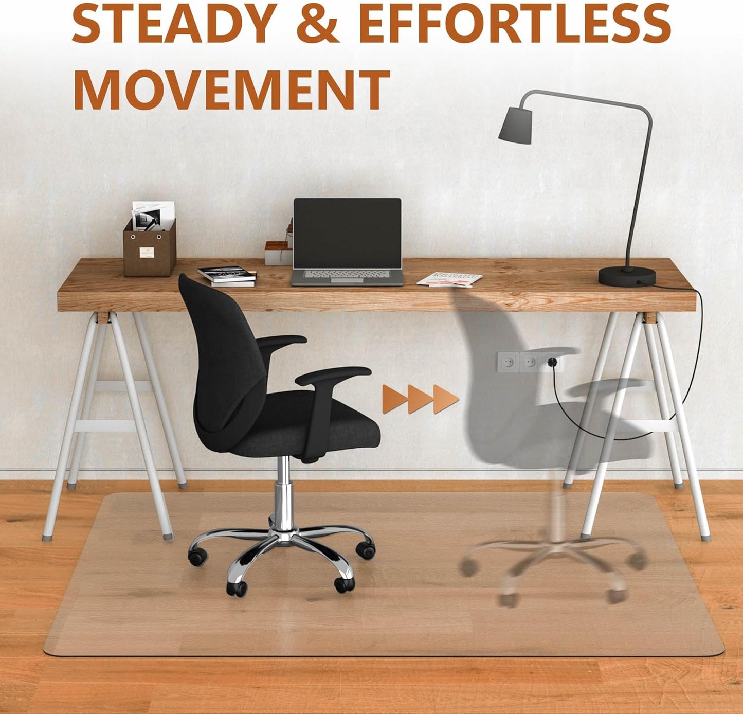 Office Chair Mat for Hardwood Floor- 46" x 60" Clear Desk Computer Chair Mat for Hard Wood/Tile Floors, Easy Glide Plastic Mat for Under Office Chairs on Hardwood for Work & Home