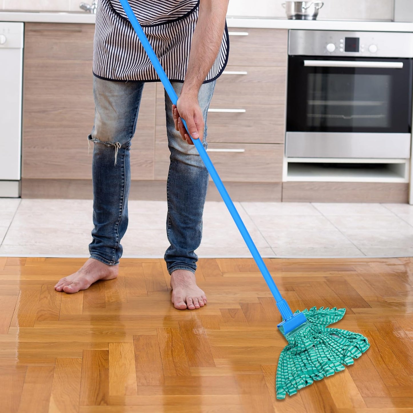 2 Pack Large Microfiber Tube Mop Heads,6 inch,Heavy Duty Mop Head,Highly Absorbent,Commercial Mop Head Replacement,Wet Mop Heads Replacement,for Hardwood, Tile, Laminate Floors,Green