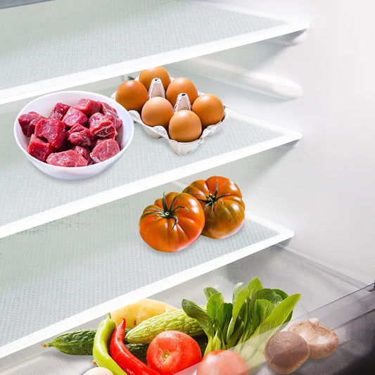 10Pcs Refrigerator Liners, Washable Fridge Liner Shelf Mats Refrigerator Pads for Cupboard Cabinet Drawer Home Kitchen Accessories Organization (Clear)