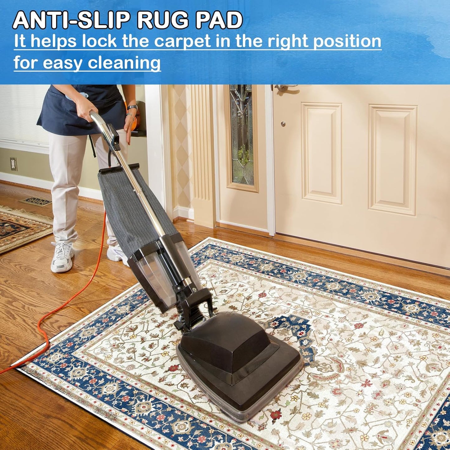 Non-Slip Rug Pads 1/4” Thick, 7x10Ft Waterproof Rugs Non Skid Rug Pad for All Floors and Finishes Durable Hardwood Floor Protective Felt Keeps Rugs in Place, Safe and Secure