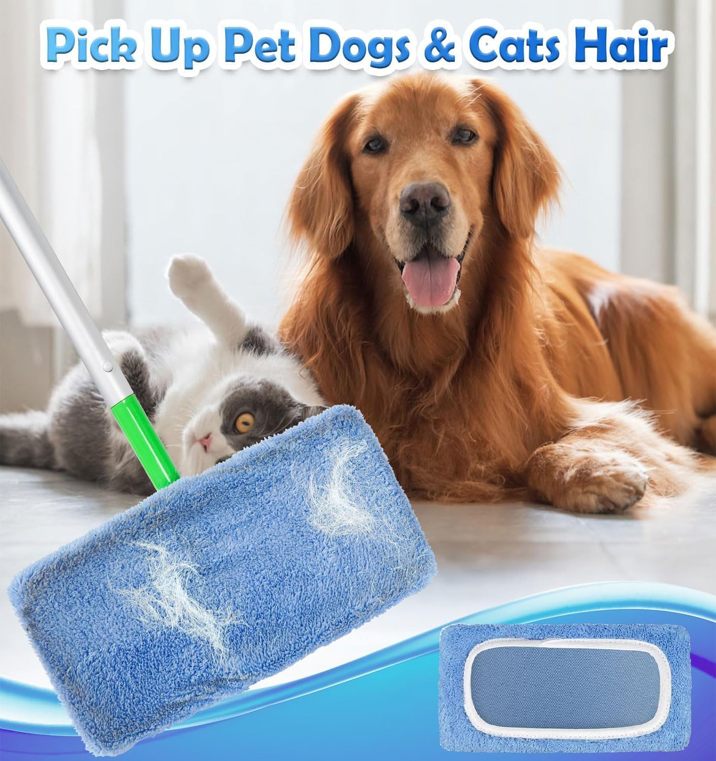 Reusable Microfiber Mop Pads Washable Wet Pads Compatible with Refills Pads for Swiffer Sweeper Wet & Dry Sweeping Cloths Mop Head Replacement for Household Cleaning