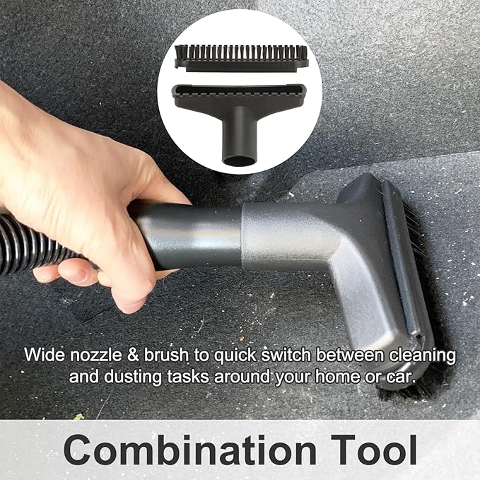 Shop Vac Car Detailing Attachments (Soft Horsehair Dusting Brush Long Crevice Tool Nozzle Hose Adapter) for 1-1/4" 1-3/8" 2-1/2" Shopvac Wet Dry Vacuum Cleaner (Car Interior Kit B)