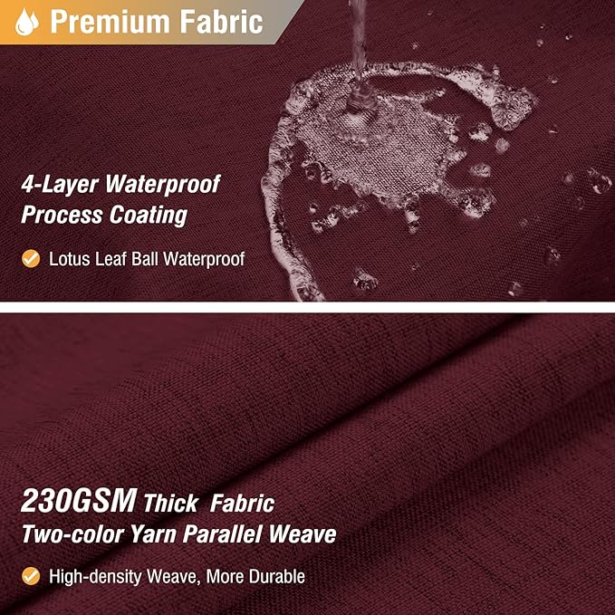 BTTN Fabric Shower Curtain, Linen Textured Heavy Duty Polyester Cloth Shower Curtain Set with Plastic Hooks, Burgundy, 72" W x 78" L (Pack of 1)