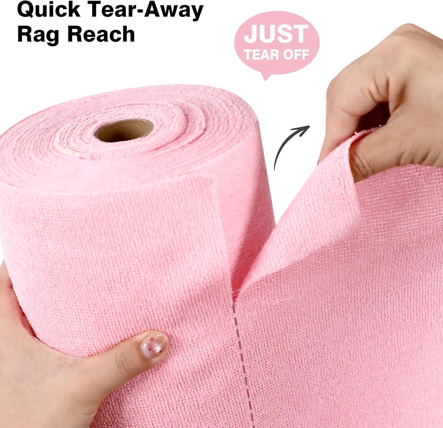 Microfiber Cloth Roll 75 Pack, 180GSM, Tear Away Microfiber Towels 12x12 Inch, Reusable Cleaning Rags for Car Detailing, Kitchen, Dishes, House Cleaning, Windows, Glass, Garage, Shop (Pink)
