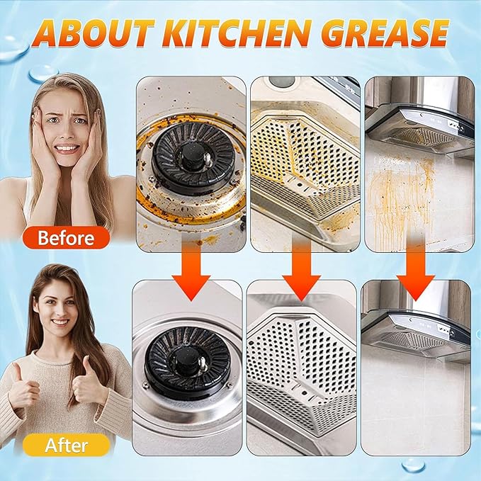 Fiell Heavy-Duty Kitchen Degreaser Foam Cleaner,Clean Kitchen up Oil Stains Spray,Multi Functiona Foam Cleaner Spray,Degreaser Cleaner Heavy Duty (1PC)