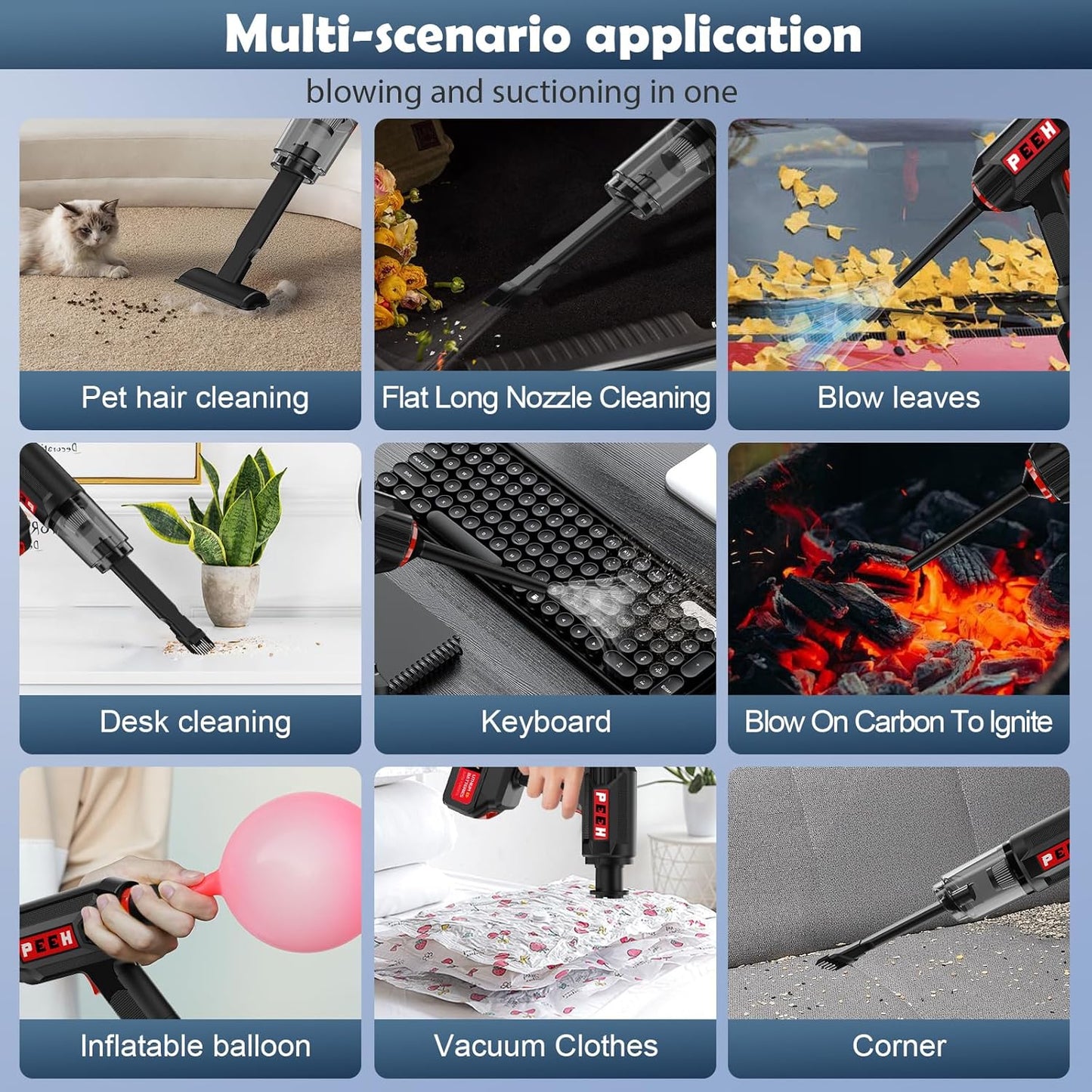 Handheld Vacuum for Home, Cordless Portable Vacuum Cleaner, Rechargeable with 60 Mins Max Runtime, High Power Vacuum for Car, Office, Pet Hair, Gap Cleaning