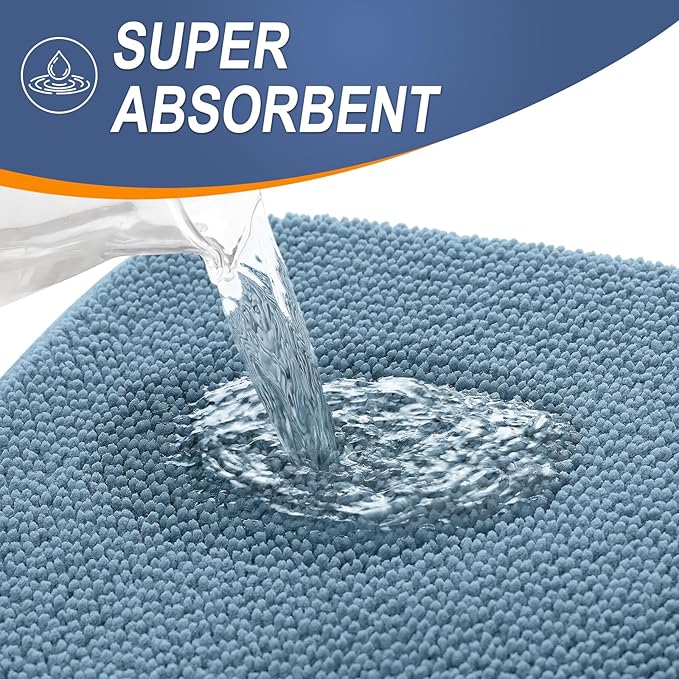 OLANLY Toilet Rugs U-Shaped 24x20, Extra Soft Absorbent Thick Memory Foam Contour Bathroom Rugs, Dry Quickly, Machine Washable, Non-Slip Toilet Bath Mat, Home Decor Accessories, Airy Blue