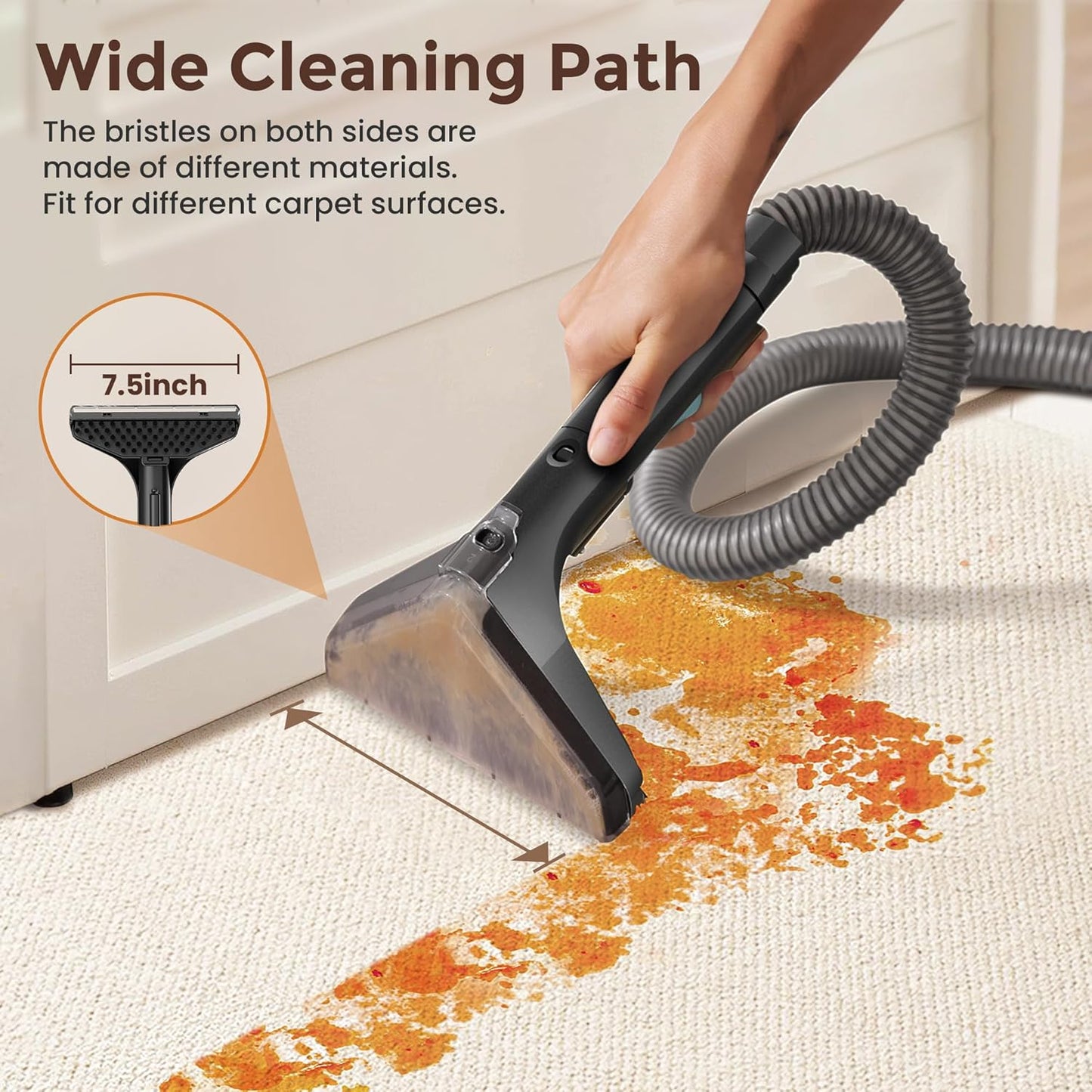 DEVOAC C8 Portable Carpet Upholstery Spot Cleaner Machine with Versatile Tools, Self-Cleaning, 18Kpa Powerful Suction, Pet Stain Remover, Car and Auto Detailer (Cyan)