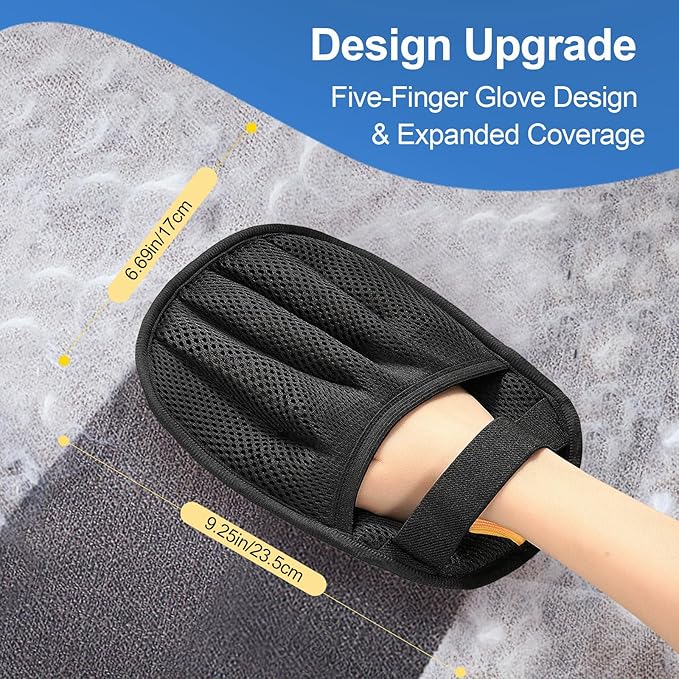 2Pcs Pet Hair Removal Glove for Cats & Dogs, 2025 Newly Upgraded Five-Finger Electrostatic Pet Hair Gloves, Reusable Pet Hair Remover Tool for Laundry, Couch, Carpet, Car Seat