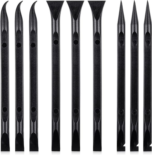 9 Pieces Plastic Scraper Tool Scratch Free Crevice Cleaning Sticker Remover Tool Multipurpose Non Scratch Scrapers for Tight Spaces, Kitchen, Crevices, Auto Detailing, Paint