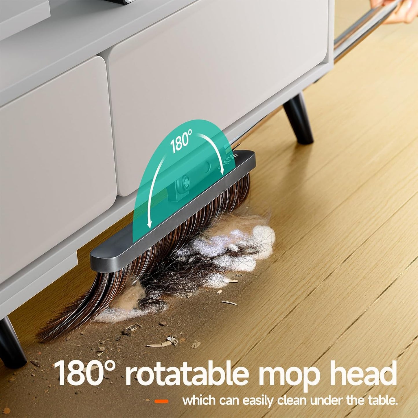 Broom and Dustpan Set for Home, Extra Brush Head & 51.6" Adjustable Long Handle, with Comb Teeth for Pet Hair, Lightweight Indoor Sweeping Kit for Hardwood Floor