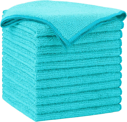 AIDEA Microfiber Cleaning Cloth-12PK, Soft Microfiber Towels for Cars, Absorbent Cleaning Rags, Lint-Free Streak-Free Wash Cloths for House, Kitchen, Window(12in.x12in), Blue