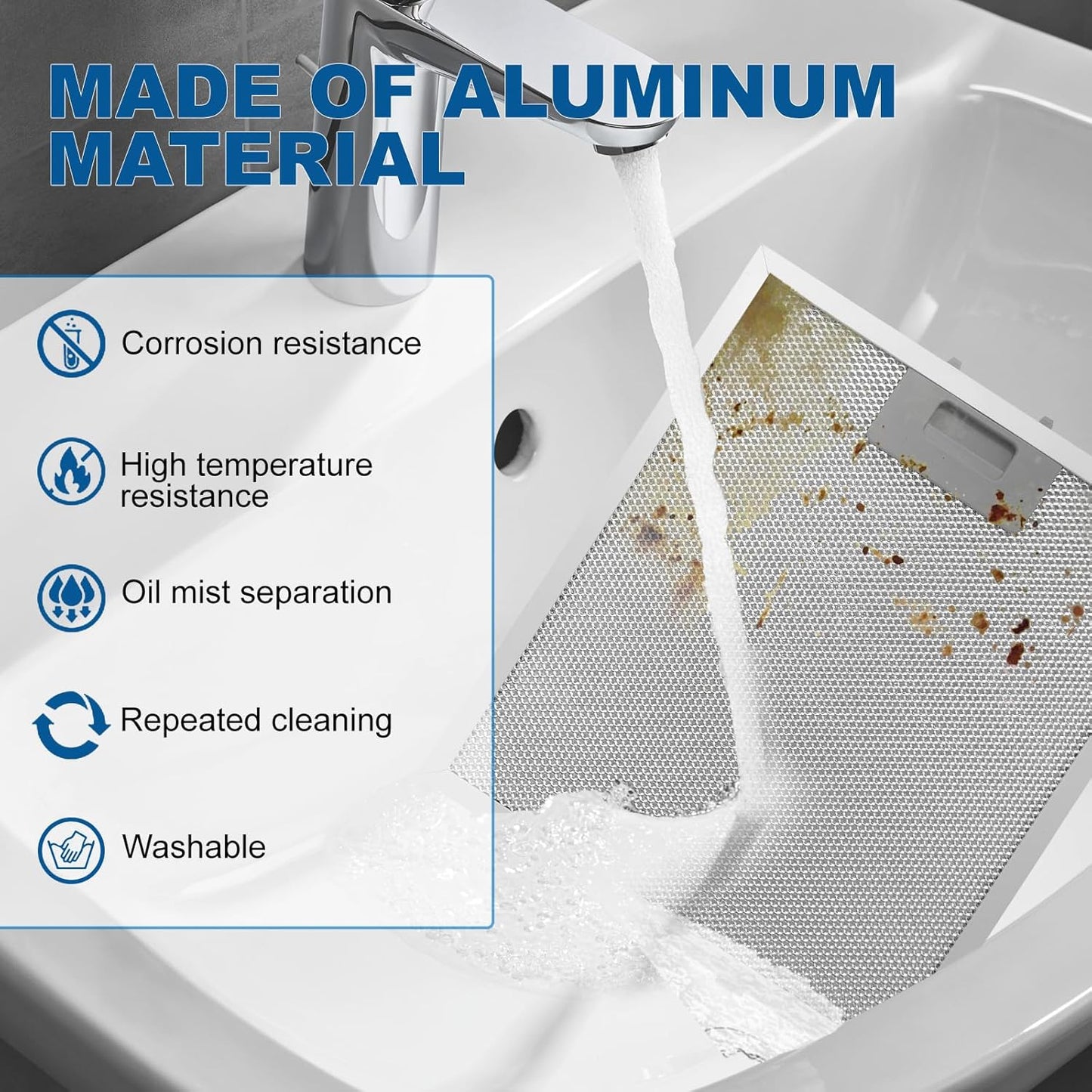 2-Pack W10169961A Range Hood Filter 10.5" X 12" With 5-Layer Aluminum Mesh Fit for Whirlpool, Kitchen Aid, Jenn-Air Range Hoods by ENKTIK (3)