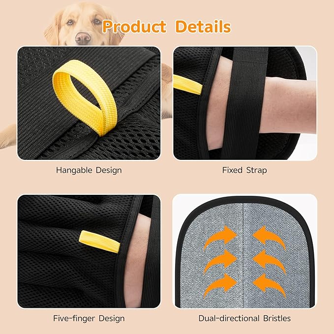 Pet Hair Removal, 2025 Newly Upgraded Five-Finger Electrostatic Pet Hair Removal Glove, Reusable Cat & Dog Hair Remover Tool for Clothing, Couch, Furniture, Carpet, Car Seat, Cat Grooming Glove -1 PCS