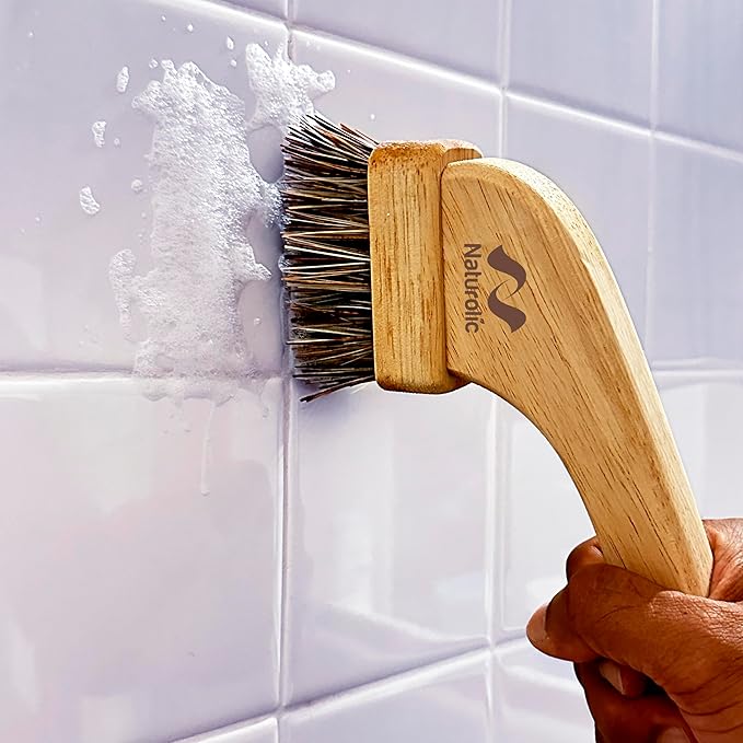 All-Natural Grout Brush Set | Wooden Cleaning Brush for Tile and Floor | Durable Floor Scrubber for Bathroom and Kitchen | Eco-Friendly Household Cleaning Tools – Pack of 2
