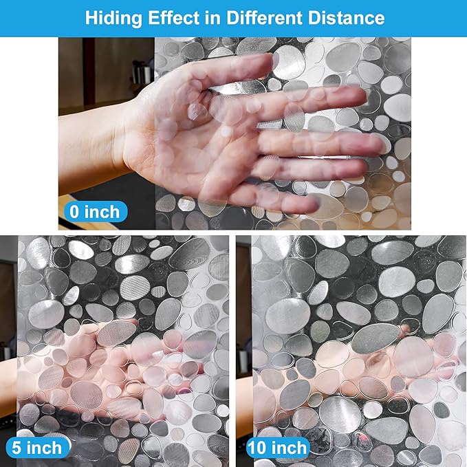UFRIDAY 72x75 Inch Shower Curtain Liner,EVA Waterproof Heavy Duty Shower Liner with 3 Big Weighted Magnets,Clear 3D Pebbles Bath Curtain for Home and Hotel