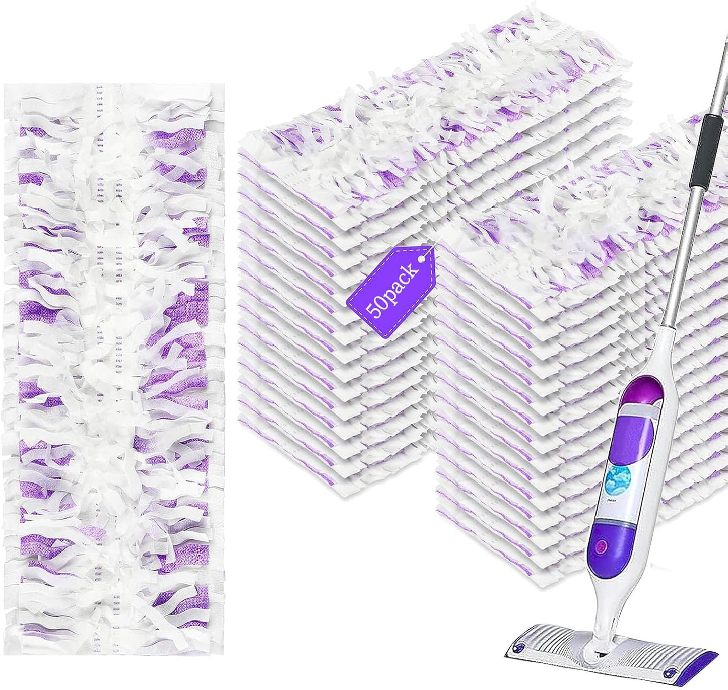 50 Pack Power Mop Refills Pads for Swiffer, Disposable Power Mop Refills for Power Mop Multi-Surface Mop Power Mop Pads Replacement Power Mop Pads Refills Spray Mopping Pads Hardwood Floor Cleaning