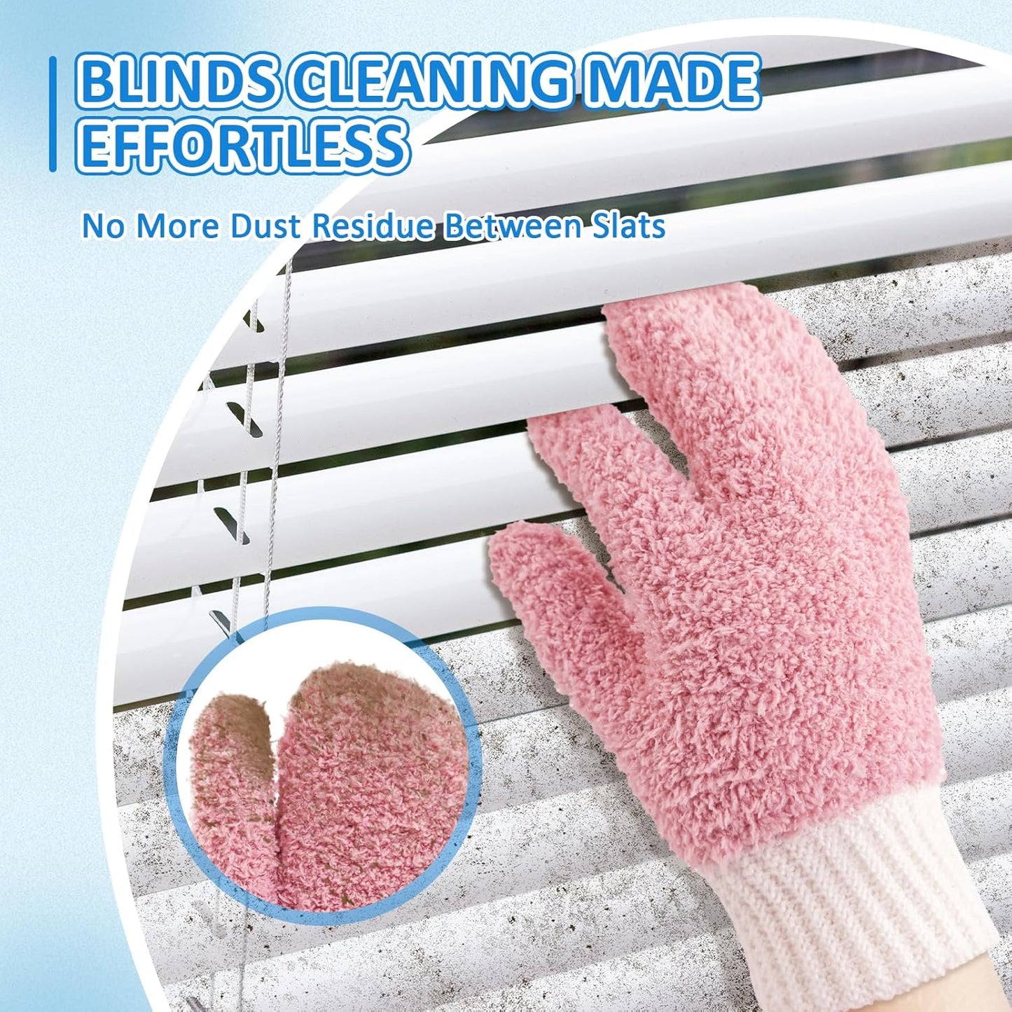 MIG4U Microfiber Dusting Gloves House Cleaning Glove for Blinds, Windows, Shutters, Furniture, and Car, Reusable Lint-Free Pink S/M
