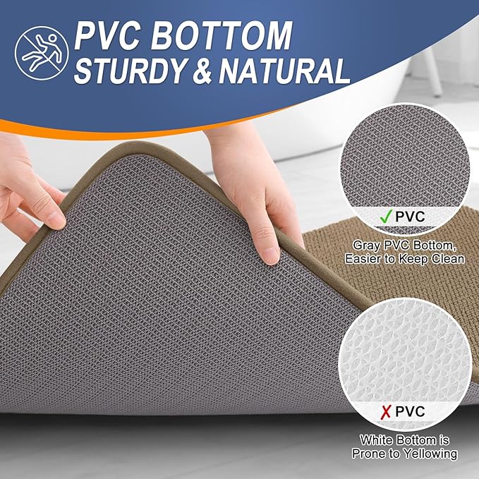 OLANLY Thick Memory Foam Bath Mat Rug 70x24, Extra Soft Absorbent Bathroom Rug, Quick Dry Bath Mats, Non-Slip, Machine Washable Carpet for Bathroom, Tub and Shower, Home Decor Accessories, Tan