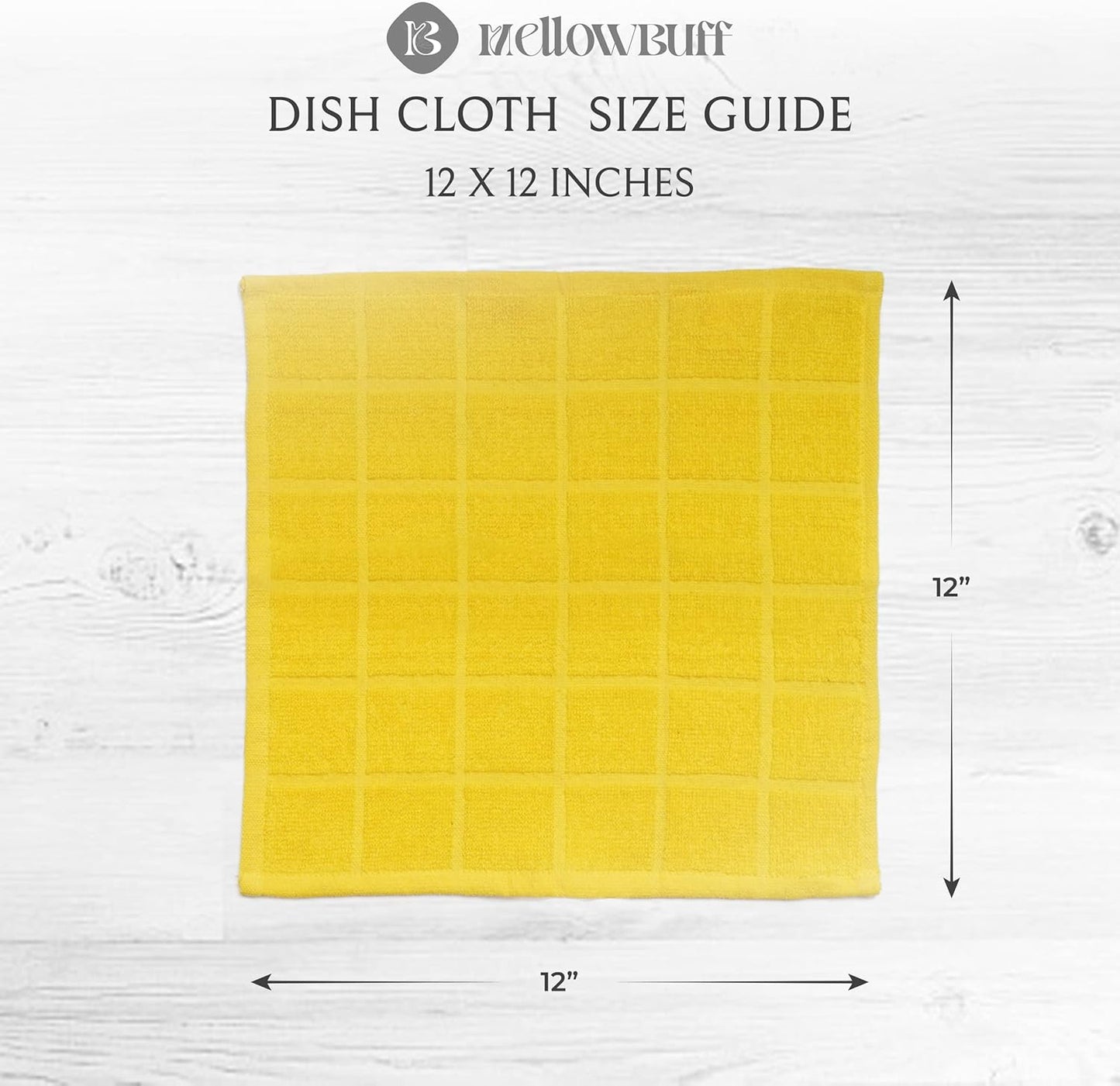 100% Cotton Terry Dish Cloth & Dish Towel, 6 Pack, Super Soft and Absorbent Kitchen Towels, Perfect for Kitchen Cleaning and Dish Washing (Yellow 6 Pack)