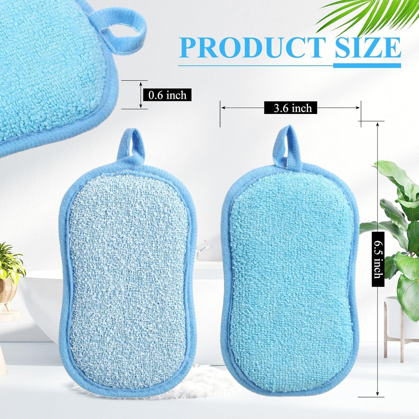 Boao 10 Pieces Multipurpose Kitchen Scrub Sponges, Non-Scratch Microfiber Scrub Sponges for Kitchen Reusable Scouring Pads Sponge Scrubber for Household Cleaning Dishes and Pots(Blue, Gray)