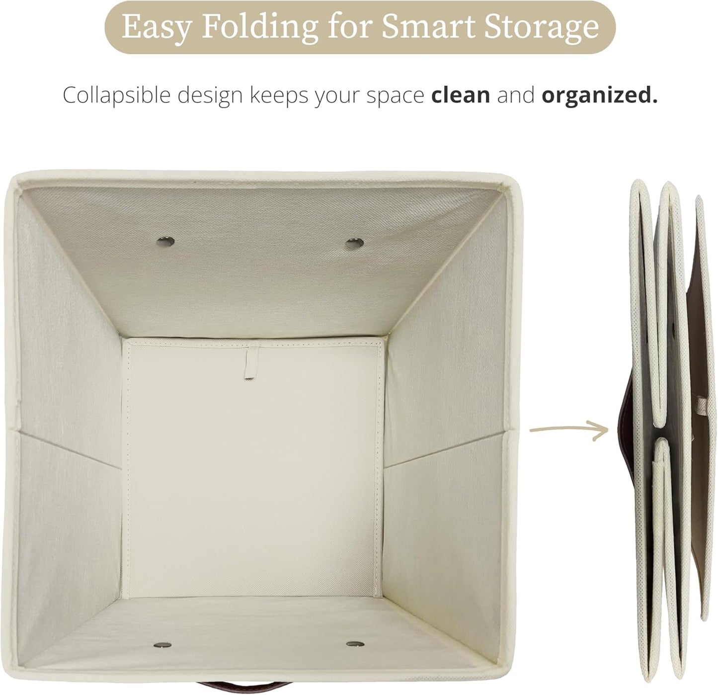 DECOMOMO Storage Bins, Cube Storage Bin with Labels, Fabric Storage Cubes for Shelves (10.5" x 11" / 6pcs, Beige)
