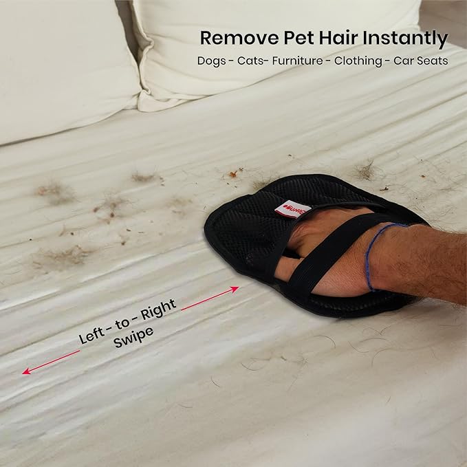 Upgraded Electrostatic Pet Hair Removal Glove for Cats & Dogs – 5-Finger Cat Hair Remover - Reusable Magic Brush Pet Hair Remover Tool for Laundry, Furniture, Carpet, Bedding & Car Seats