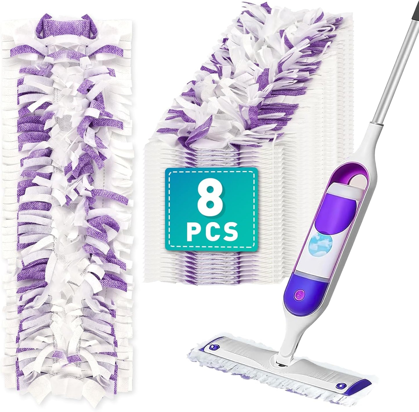 Power Mop Pads Compatible with PowerMop, Disposable Mopping Pad Refills for Cleaning, Multi-Surface Wood Floor Replacement Pads (8)