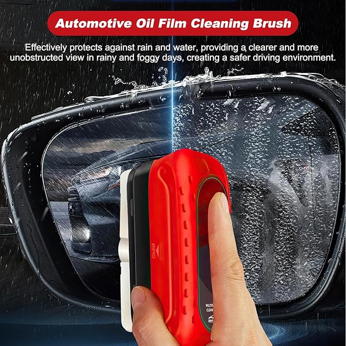Oil-Free Car Glass Brushes, Upgrade 2.0 Clear Vision Glass Cleaner, Oil Film Cleaning Brush for Automotive Windows, Clearvision Cars Windshield Cleaner Tool (1set) (1, Red)