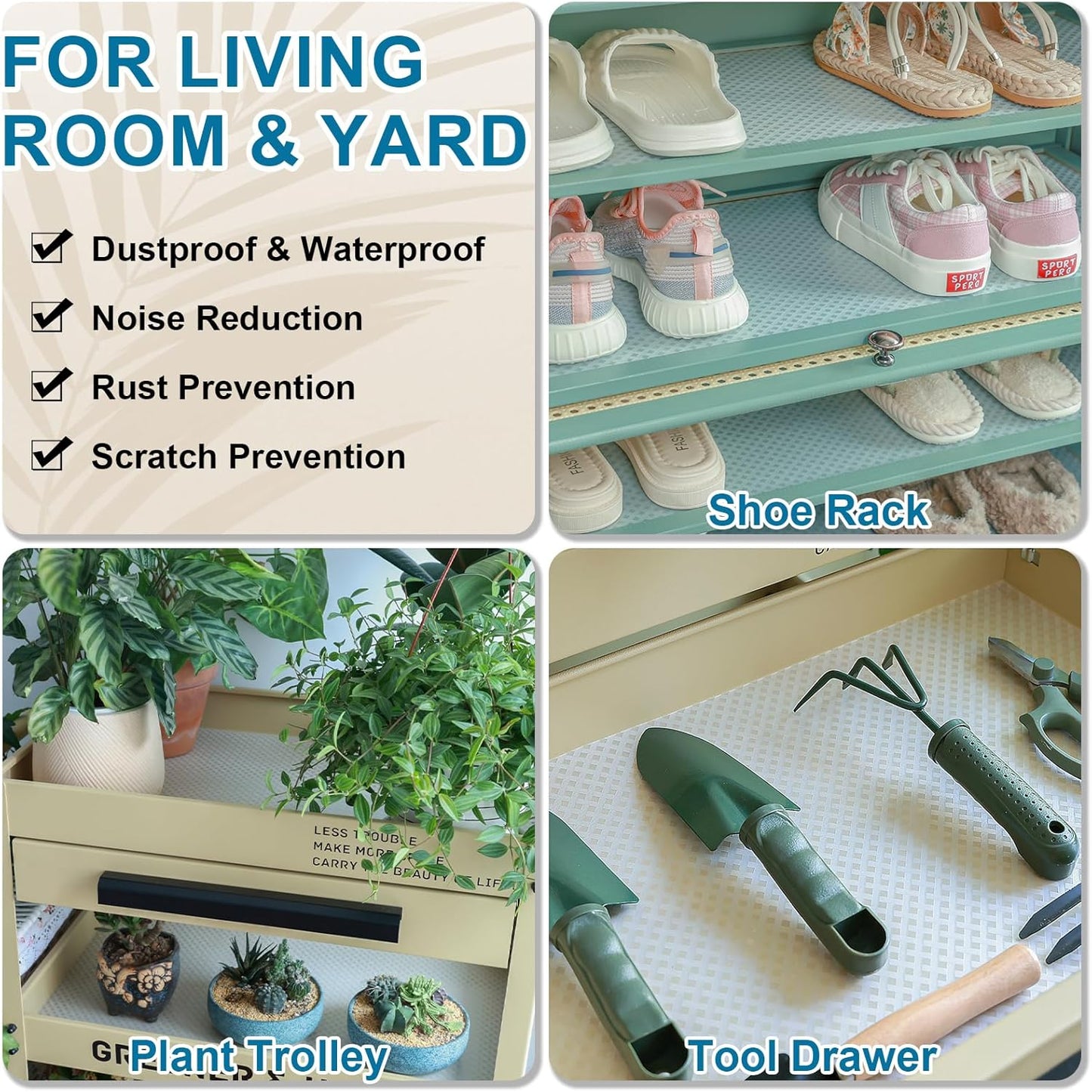 Shelf Liners 10 in x 20 ft EVA Drawer Mats, Non-Adhesive Cupboard Protector, Kitchen Cabinet Lining Fridge Liner (Clear Crossed Stripe, 25.4x610cm)