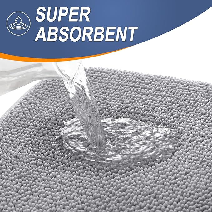 OLANLY Thick Memory Foam Bath Mat Rug 24x16, Extra Soft Absorbent Bathroom Rug, Quick Dry Bath Mats, Non-Slip, Machine Washable Carpet for Bathroom, Tub and Shower, Home Decor Accessories, Grey