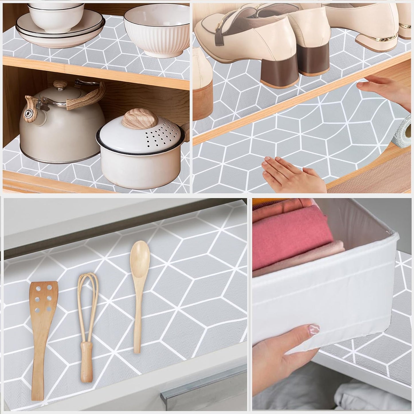 Shelf Liner for Kitchen Cabinets Non Adhesive 15 Inch Wide X 20 Ft Waterproof Cabinet Drawer Liners for Pantry Shelves Non Slip Strong Grip Mat for Closet Bathroom Cupboard Refrigerator Under Sink