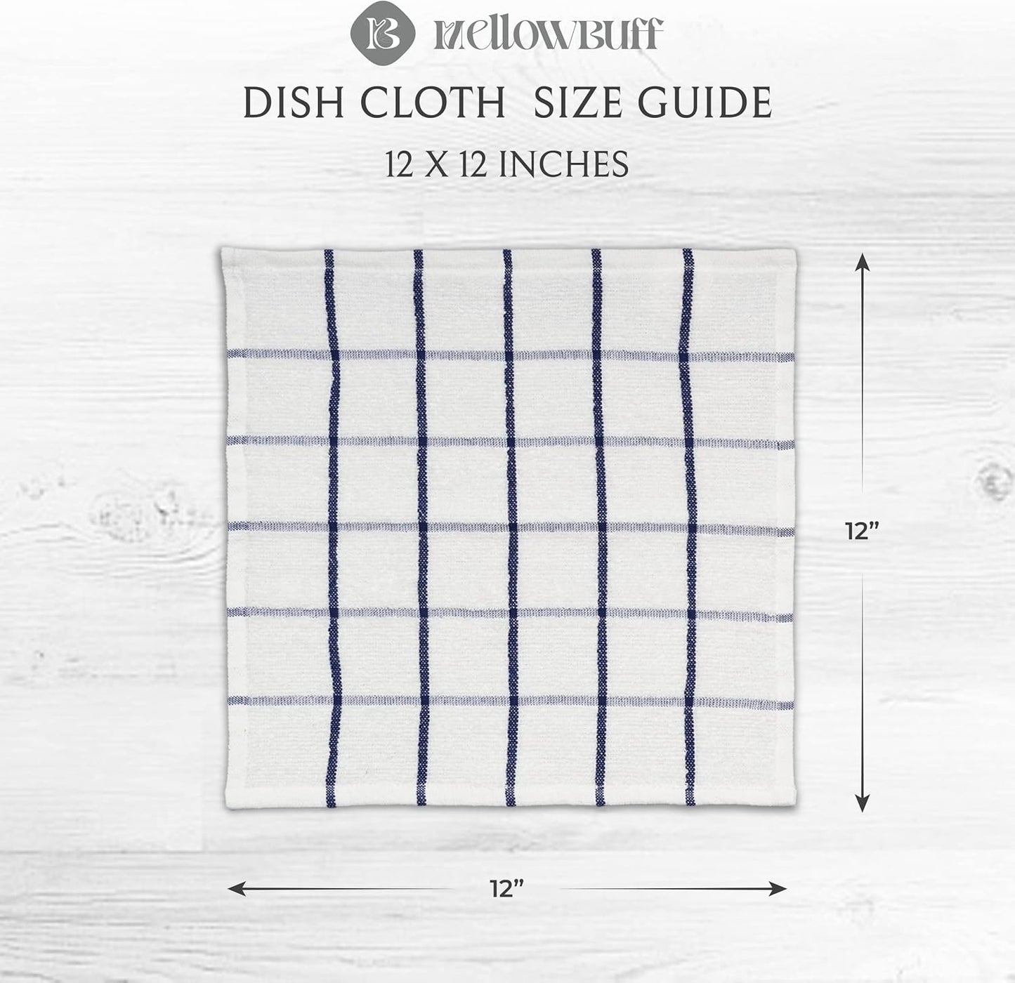 100% Cotton Terry Dish Cloth & Dish Towel, 6 Pack, Super Soft and Absorbent Kitchen Towels, Perfect for Kitchen Cleaning and Dish Washing (Navy Blue (DT and DC Combo))