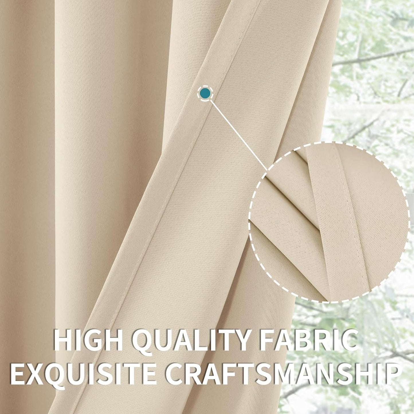 BGment Champagne Blackout Curtains for Bedroom 63 Inches Long - Thermal Insulated Room Darkening Curtain for Living Room, 52 x 63 Inch, 2 Panels