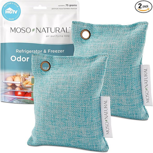 ﻿Moso Natural Fridge Odor Eliminator (2 Pack) HGTV Editor’s Pick, Bamboo Charcoal Refrigerator Deodorizer for Fridge and Freezer, Unscented Reusable Odor Absorber