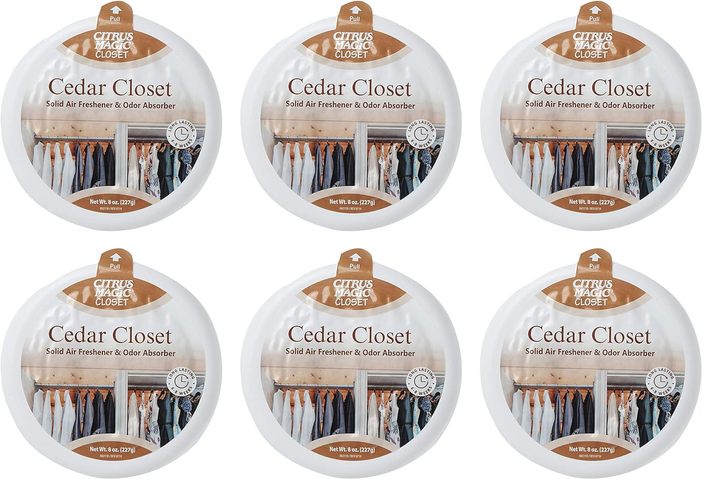 Citrus Magic For Closets Odor Absorbing Solid Air Freshener, Cedar, 8-Ounce, Pack of 6 - CASE