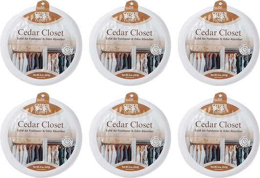 Citrus Magic For Closets Odor Absorbing Solid Air Freshener, Cedar, 8-Ounce, Pack of 6 - CASE
