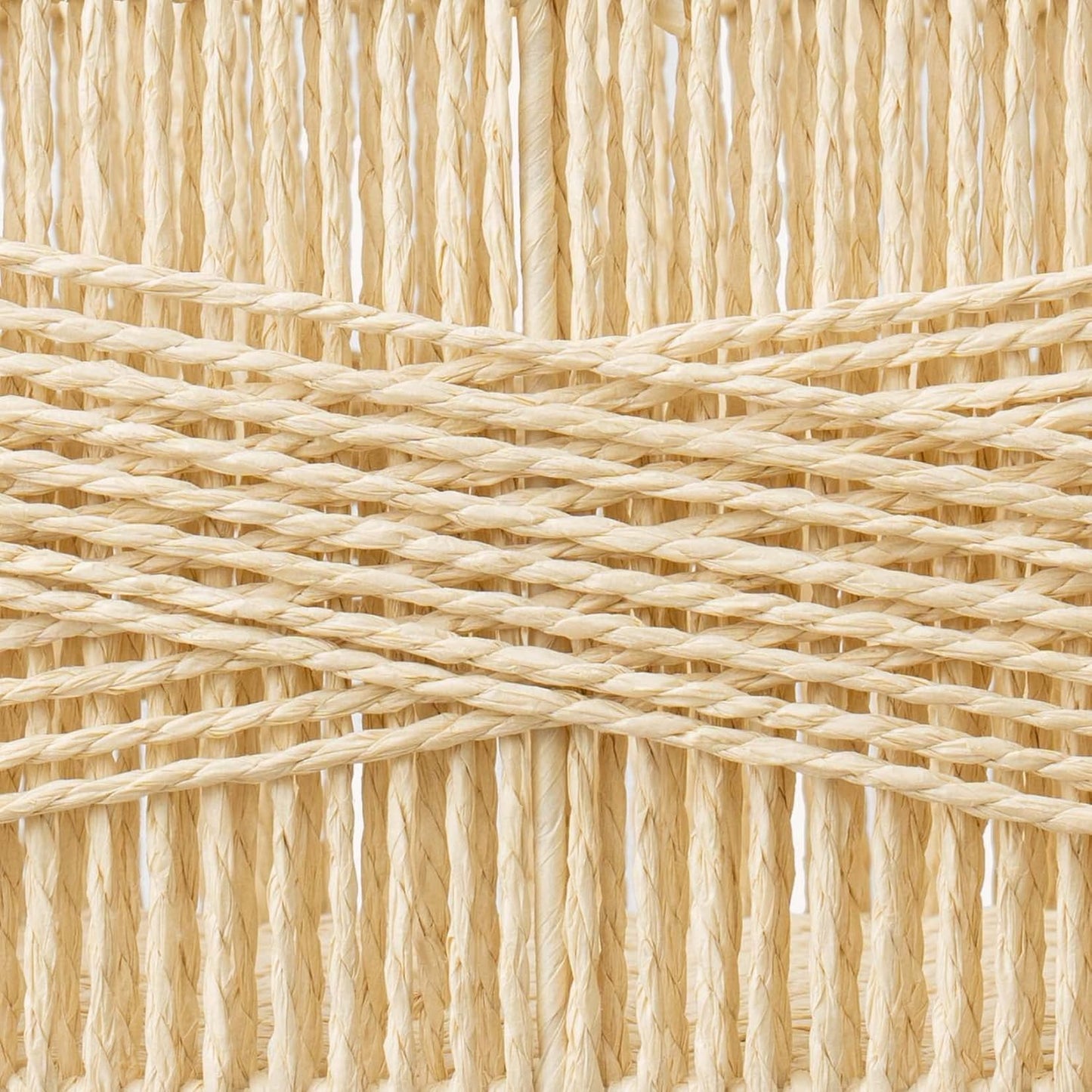 LA JOLIE MUSE Wicker Storage Baskets for Organizing, Recyclable Paper Rope Basket with Wood Handles, Decorative Hand Woven Basket Organizers for Makeup Books Shelves Living Room, Beige, Set of 2